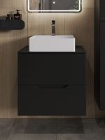 Тумба с раковиной Orange Line 60 Li-60TubMDF+B04-405W подвесная Черная матовая — фото 3, Мебель для ванной