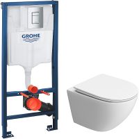 Комплект унитаза BelBagno Uno-Tor BB5177CH-TOR/SC с инсталляцией Grohe Rapid SL 38772001 с сиденьем Микролифт и клавишей смыва Хром — фото 1, Комплекты унитаз + инсталляция