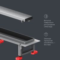 Душевой лоток AM.PM MasterFlow 80 W01SC-U11-080-04SB с решеткой Хром матовый / под плитку Tile — фото 27, Душевые лотки