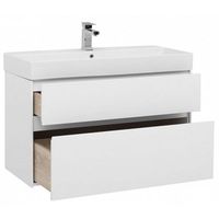 Тумба под раковину Aquanet Бруклин 100 203961 подвесная Белая — фото 2, Мебель для ванной