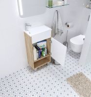 Тумба с раковиной 1MarKa Lira 40Н R У85923 Дуб сонома Белый глянец — фото 5, Тумбы с раковиной