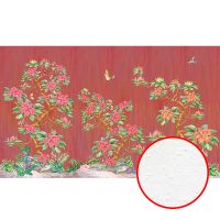 Фреска Ortograf Flora 31114 Фактура бархат FX Флизелин (4,5*2,7) Красный/Розовый/Зеленый, Деревья/Цветы/Птицы — фото 1, Фрески