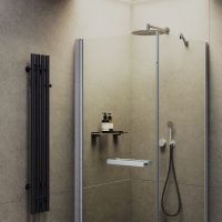 Душевой уголок Maybah Glass MGY-1345-5 1000x1000x1975 на монопетле Хром матовый стекло прозрачное — фото 2, Душевые уголки