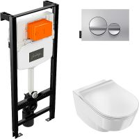 Комплект унитаза с инсталляцией Jacob Delafon Odeon Rive Gauche E21745RU-00 с сиденьем Микролифт и клавишей смыва Хром — фото 1, Комплекты унитаз + инсталляция