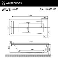 Акриловая ванна Whitecross Wave 150x70 0101.150070.100.SOFT.CR с гидромассажем — фото 6, Ванны