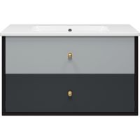 Товар: Тумба с раковиной Brevita 50 Shades of Grey Кристиан 100 УТ000014283 подвесная Черная матовая Серая матовая - фото 2 Тумба с раковиной Brevita 50 Shades of Grey Кристиан 100 УТ000014283 подвесная Черная матовая Серая матовая — фото 2, Мебель для ванной