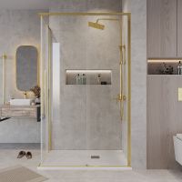 Душевой уголок Grossman Galaxy 110х70 300.K33.01.1170.32.00 профиль Золото сатин стекло прозрачное — фото 3, Прямоугольные душевые уголки