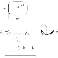 Раковина-чаша Azzurra Prua 60 PRLN06040000BI/(PRU60/IN bi)*0 Белая — фото 3, Раковины