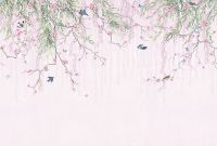 Фреска Ortograf Chinoiserie 33935 Фактура флок FLK Флизелин (4*2,7) Белый/Розовый/Зеленый, Цветы/Птицы — фото 2, Фрески