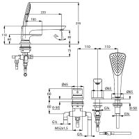 Смеситель на борт ванны Kludi Ameo 414470575 Хром — фото 6, Смесители