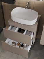 Тумба с раковиной Orange Line 60 Li-60TuLMDF+B07-540W подвесная Латте матовый — фото 4, Мебель для ванной