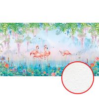 Фреска Ortograf Flora 31251 Фактура бархат FX Флизелин (5*2,7) Голубой/Разноцветный, Птицы/Цветы — фото 1, Фрески