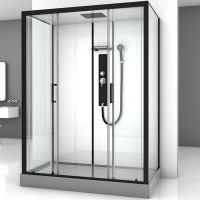 Душевая кабина Black&White Galaxy 8010000 с гидромассажем профиль Черный задняя стенка Белая — фото 1, Душевые кабины