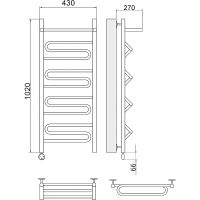 Электрический полотенцесушитель Ника Curve ЛZ ВП 100/40 с полкой Хром — фото 3, Электрические полотенцесушители