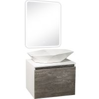 Тумба под раковину Runo Бари 60 00-00001378 подвесная Железный камень Белая — фото 22, Тумбы под раковину