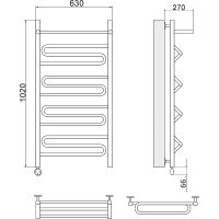 Электрический полотенцесушитель Ника Curve ЛZ ВП 100/60 с полкой Хром — фото 3, Электрические полотенцесушители