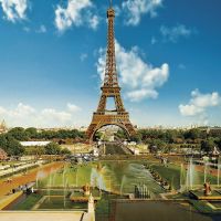 Фреска Ortograf Париж 4777 Фактура флок FLK Флизелин (2,7*2,7) Синий/Оранжевый/Зеленый, Город — фото 2, Фрески