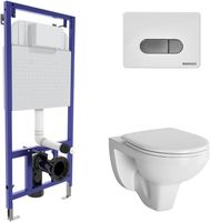 Комплект унитаза с инсталляцией Berges Novum 042419 с сиденьем Микролифт и Белой Хром глянец клавишей смыва — фото 1, Комплекты унитаз + инсталляция