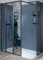 Душевая стенка Jacob Delafon Nouvelle Vague 40 E94WS40-MZ профиль Черный матовый стекло зеркальное — фото 2, Боковые стенки