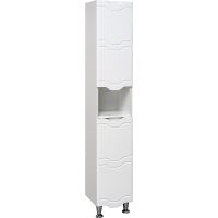 Шкаф пенал Runo Стиль 30 R 00000001122 с бельевой корзиной Белый — фото 1, Пеналы для ванной комнаты