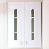 Подвесной шкаф Бриклаер Бали 60 4627125412165 Светлая лиственница Белый глянцевый — фото 1, Мебель для ванной