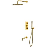 Душевая система Whitecross Y gold YSET11GL с термостатом Золото — фото 1, Душевое оборудование. Душевая программа