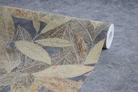 Обои RASCH Murano 645552 Винил на флизелине (1,06*10,05) Серый/Золото, Листья — фото 3, Обои для стен