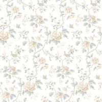 Обои LOYMINA Шелковый путь SLK2 006 Флизелин (1*10,05) Белый/Бежевый/Голубой, Цветы — фото 1, Обои для стен