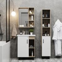 Тумба под раковину Onika Тимбер 60.01 106115 Белый матовый Дуб сонома — фото 3, Мебель для ванной