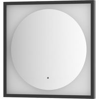 Зеркало Defesto Eclipce 60х60 DF 2231R с подсветкой 12W-3000К/в багетной раме/ИК - выключатель/Теплый белый свет/Черная рама — фото 1, Мебель для ванной