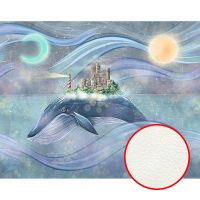 Фреска детская Ortograf Детские 8333 Фактура флок FLK Флизелин (3,81*3) Зеленый/Синий/Сиреневый, Замки/Рыбы — фото 1, Фрески