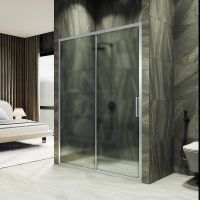 Душевая дверь Maybah Glass MGD-1281-5 1500x1950 раздвижная профиль Хром матовый стекло сатиновое — фото 1, Душевые двери в нишу