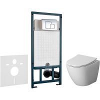 Комплект унитаза Niagara Vista NG-9301 с сиденьем Микролифт и инсталляцией WeltWasser WW Marberg 507 10000005949+10000005953 с клавишей смыва Хром глянцевый — фото 1, Комплекты унитаз + инсталляция