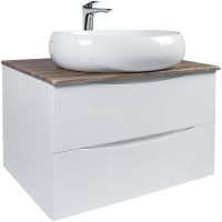 Тумба под раковину Bond Cube 80 T09805 подвесная Белая матовая Дуб — фото 22, Мебель для ванной