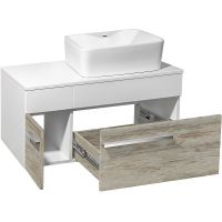 Товар: Тумба под раковину Runo Вудлайн 85 00-00001010 подвесная Белая Дуб скандинавский - фото 2 Тумба под раковину Runo Вудлайн 85 00-00001010 подвесная Белая Дуб скандинавский — фото 2, Тумбы под раковину
