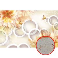 Фреска Ortograf 3D 6652 Фактура бархат золото FX-G Флизелин (3,3*2,1) Оранжевый/Белый, Цветы/Абстракция — фото 1, Фрески