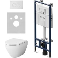 Товар: Комплект унитаза с инсталляцией AM.PM Spirit V2.0 FlashClean IS100101.701700 с сиденьем Микролифт и Белой глянцевой клавишей смыва - фото 1 Комплект унитаза с инсталляцией AM.PM Spirit V2.0 FlashClean IS100101.701700 с сиденьем Микролифт и Белой глянцевой клавишей смыва — фото 1, Комплекты унитаз + инсталляция