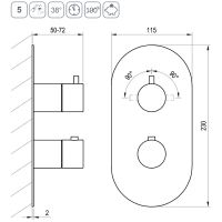 Смеситель для душа Ravak Espirit ES 063.20GB.O2 X070323 с термостатом Графит — фото 4, Смеситель для душа
