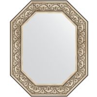 Зеркало Evoform Polygon 80х65 в багетной раме - Барокко серебро 106 мм арт-BY 7246 — фото 1, Зеркала в ванную комнату