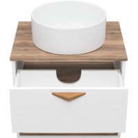 Тумба под раковину Brevita Bergen 60 BER-07060-19-01-1Я подвесная Белая матовая Дуб Галифакс олово — фото 6, Мебель для ванной