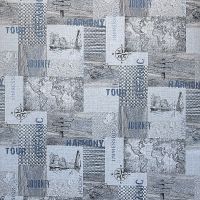 Обои Solo Voyage 168414-17 Винил на флизелине (1,06*10) Бежевый/Серый/Голубой, Геометрия/Карты/Надписи — фото 1, Обои для стен