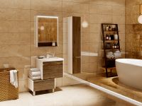 Шкаф пенал Aquaton Капри 30 R 1A230503KPDBR подвесной Таксония темная — фото 4, Пеналы для ванной комнаты