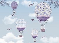 Фреска детская Ortograf Для самых маленьких 32908 Фактура флок FLK Флизелин (3,7*2,7) Голубой, Воздушные шары — фото 2, Фрески