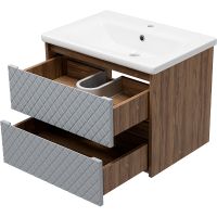 Тумба с раковиной Brevita Chester 65 УТ000022880 подвесная Серая матовая Дуб Чарльстон темно-коричневый — фото 4, Мебель для ванной