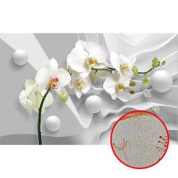 Фреска Ortograf 3D 6709 Фактура бархат золото FX-G Флизелин (4,3*2,7) Серый/Белый, Цветы/Абстракция — фото 1, Фрески