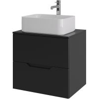 Тумба с раковиной Orange Line 60 Li-60TubMDF+B02-460W подвесная Черная матовая — фото 1, Тумбы с раковиной