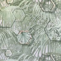 Обои Solo Liberty E202505 Винил на флизелине (1,06*10) Зеленый, Листья/Геометрия — фото 1, Обои для стен