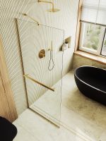 Душевая перегородка Maybah Glass MGD-732-3у 890x1950 в узком профиле Золото стекло прозрачное — фото 4, Душевые перегородки