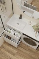 Тумба с раковиной Creto Cafor 130 L 19-W130L подвесная Белый глянец — фото 7, Мебель для ванной