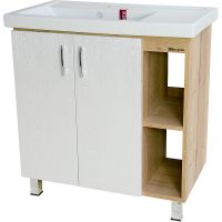 Тумба под раковину Bellezza Рона 80 R 4634113030508 Натуральный дуб Белая — фото 1, Мебель для ванной